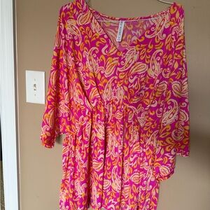 Vibrant Pink and Yellow Paisley Blouse